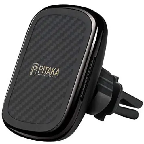 Wireless Charging Magnetic Car Mount PITAKA MagEZ Mount Qi Only Compatible with MagEZ Case Fast Charging Phone Holder with USB A-C Cable Air Vent Mount for iPhone Galaxy Qi Smartphone