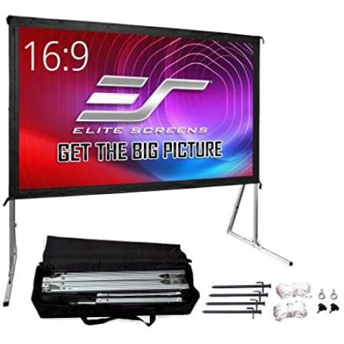 Elite Screens Yard Master 2, 90-inch Indoor Outdoor Portable Fast Folding Projector Screen with Stand 16:9, 8K 4K Ultra HD 3D Movie Theater Cinema 90” Foldable Rear Projection Screen, OMS90HR3