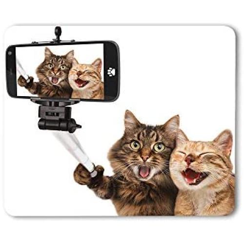Moslion Cat Mouse Pad Selfie Funny Cellphone Selfie Sticker Smile Cat Paw Print Gaming Mouse Mat Non-Slip Rubber Base Thick Mousepad for Laptop Computer PC 9.5x7.9 Inch