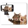 Moslion Cat Mouse Pad Selfie Funny Cellphone Selfie Sticker Smile Cat Paw Print Gaming Mouse Mat Non-Slip Rubber Base Thick Mousepad for Laptop Computer PC 9.5x7.9 Inch