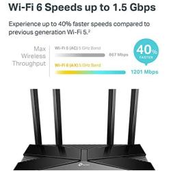 TP-Link Wifi 6 AX1500 Smart WiFi Router (Archer AX10) – 802.11ax Router, 4 Gigabit LAN Ports, Dual Band AX Router,Beamforming,OFDMA, MU-MIMO, Parental Controls, Works with Alexa