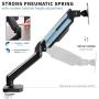 VIVO Height Adjustable Monitor Arm - Single Counterbalance Desk Mount for Screens up to 27 inches, Fully Articulating Black Pneumatic Universal VESA Stand STAND-V001O