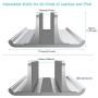 Vertical Laptop Stand Holder Adjustable Desktop Notebook Dock Space-Saving Three-in-one for All MacBook Pro Air, Mac,HP, Dell, Microsoft Surface,Lenovo, up to 17.3 inch Silver