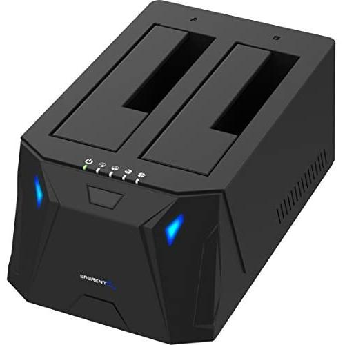 Sabrent USB 3.0 to SATA I/II/III Dual Bay External Hard Drive Docking Station for 2.5 or 3.5in HDD, SSD with Hard Drive Duplicator/Cloner Function [10TB Support] (EC-HD2B)