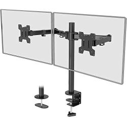 WALI Dual LCD Monitor Fully Adjustable Desk Mount Stand Fits 2 Screens up to 27 inch, 22 lbs. Weight Capacity per Arm (M002), Black