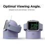elago W2 Charger Stand Compatible with Apple Watch Series 6/SE/5/4/3/2/1 (44mm, 42mm, 40mm, 38mm), Durable Silicone, Compatible with Nightstand Mode (Lavender Grey)