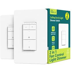 Smart Ceiling Fan Control and Dimmer Light Switch 2PACK, Neutral Wire Needed, Treatlife Single Pole Wi-Fi Light Switch Fan Speed Control, Works with Alexa/Google Assistant, Smart Home Remote Control