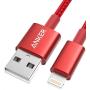 Anker 6ft Premium Nylon Lightning Cable, Apple MFi Certified for iPhone Chargers, iPhone SE/Xs/XS Max/X / 8/7 / 6 Plus / 5s, iPad Pro Air 2, and More (Red)