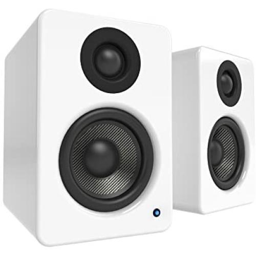 Kanto 2 Channel Powered PC Gaming Desktop Speakers – 3'' Composite Drivers 3/4'' Silk Dome Tweeter – Class D Amplifier - 100 Watts - Built-in USB DAC - Subwoofer Output - YU2GW (Gloss White)