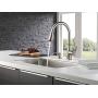 DELTA FAUCET CO 19962-SSSD-DST Stainless Steel Single Pul Kitchen Faucet with Soap Dispenser
