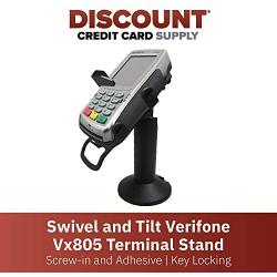 DCCStands Swivel and Tilt Verifone Vx805 Terminal Stand, Screw-in and Adhesive with Key Locking Mechanism