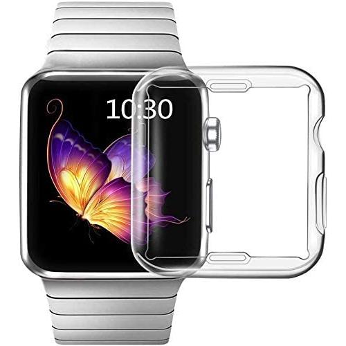 Smiling Case Compatible with Apple Watch Series 3/Series 2 Built in Screen Protector 38mm,Overall Protective Case TPU Clear Ultra-Thin Cover(2 pack)