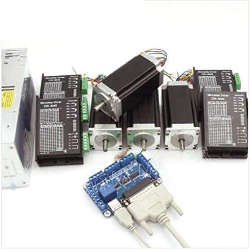4 Axis Stepper Motor Nema 23 Dual Shaft 425oz-in 112mm+CW5045 Driver 4.5A 256 Microstep+5 Axis Breakut Board+400W 36V Power Supply CNC Controller Kit For CNC Router Engraver Milling Machine