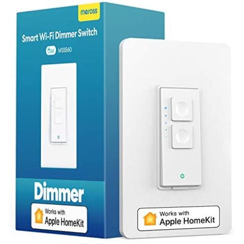 meross Smart Dimmer Switch Single Pole Supports Apple HomeKit, Alexa Google Assistant & SmartThings, 2.4Ghz WiFi Light Switch for Dimmable LED, Neutral Wire Required, Remote Control Schedule, 1 Pack