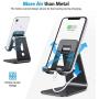 OMOTON C3 Cell Phone Stand for Desk, Larger and Exceptionally Stable, Adjustable Phone Cradle Holder with Bigger Body & Longer Arm, Compatible with iPhone, Tablets (7-10'') and More,Black