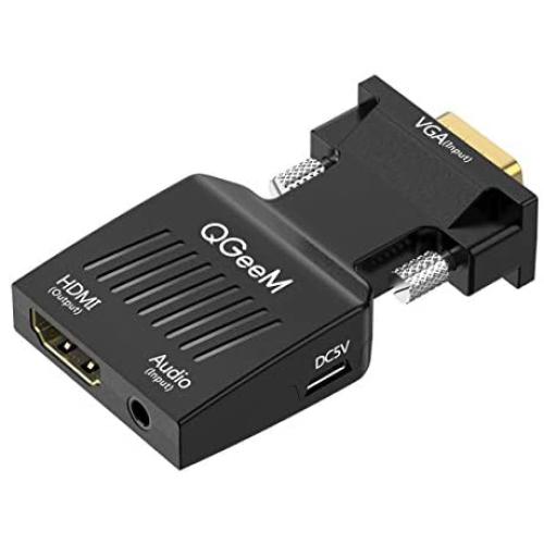VGA to HDMI Adapter, QGeeM VGA to HDMI Adapter with Audio/1080p Video Output,VGA to HDMI (Male to Female) Converter Dongle adaptador for Monitor,Computer,Laptop,Projector,VGA to HDMI Converter