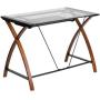 Flash Furniture Glass Computer Desk with Pull-Out Keyboard Tray and Crisscross Frame