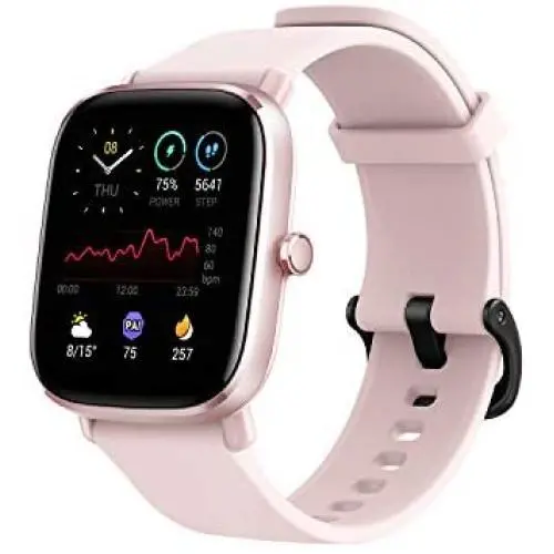 Amazfit GTS 2 Mini Fitness Smart Watch Alexa Built-In, Super-Light Thin Design, SpO2 Level Measurement, 14-Days Battery Life, 70+ Sports Modes, Heart Rate, Sleep, Stress Level Monitoring Flamingo Pink
