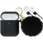 CTYBB for Airpod Case,Silicone Airpods Case Cover with Fur Ball Keychain Compatible with Apple Airpods 2/1 (Front LED Visible) Black