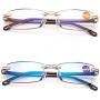 KoKoBin Blue Light Blocking Men - 2 Pair Computer Reading Glasses Rimless Readers Lightweight Anti Eyestrain, 2.50 Strength