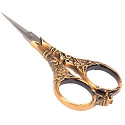 BIHRTC Vintage European Style Scissors Stainless Steel for Cross Stitch Cutting Embroidery Sewing Handcraft Craft Art Work DIY Tool(Red Copper)