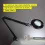Brightech LightView PRO - LED Magnifying Glass Desk Lamp for Close Work - Bright, Lighted Magnifier for Reading, Crafts & Pro Tasks - Light Color Adjustable & Dimmable 1.75x (Black)