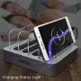 Simicore Charging Station for Multiple Devices, Certified 4 USB Fast Charging Dock, Non-Slip Surface, 5 Short Cables Included, Smart Phones, Tablets, Watch, Other Electronics Organizer, Silver