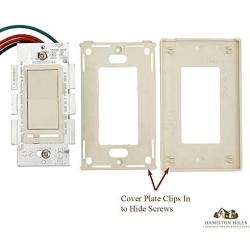 Hamilton Hills LED Dimmer Switch with Faceplate Cover | Magnetic Low Voltage Dimmable Electrical Light Switch for LED Lights in Wall Include Wallplate Almond