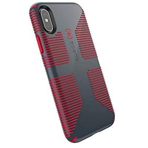 Speck Products CandyShell Grip iPhone Xs/iPhone X Case, Charcoal Grey/Dark Poppy Red