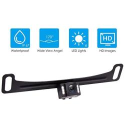 EINCAR HD Backup Camera Rear View License Plate Reverse Camera for Car/SUV/Vehicle/Pickup IP67 Waterproof 6 LED Light Night Vision Optimum 170˚ Wide View for Safety