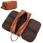 Leather Toiletry Bag for Men,Large Capacity Waterproof Travel Dopp Kit with Sturdy Handle,Travel Organizer for Toiletries -Travel Bag for Dad/Men/Husband for Valentines Day