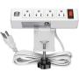 Desk Clamp Power Strip, Desktop Clamp Mount Power Outlet with 2 USB Ports, 4 AC Outlets, Mountable Desk Outlet Removable Power Plugs with 6.56ft Power Cord (4AC2USB-White)