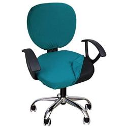 YIMEIS Waterproof Office Chair Cover, Stretch Jacquard Computer Office Chair Covers Water Repellency Peacock Blue Chair Slipcover (Seat Cover + Backrest Cover)