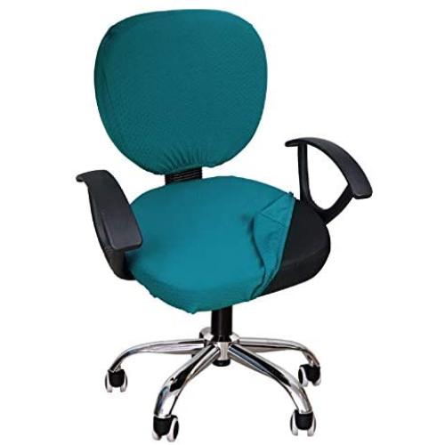 YIMEIS Waterproof Office Chair Cover, Stretch Jacquard Computer Office Chair Covers Water Repellency Peacock Blue Chair Slipcover (Seat Cover + Backrest Cover)