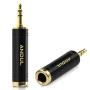 ANDUL 1/4 to 3.5mm Stereo Pure Copper Headphone Adapter,3.5mm(1/8) Plug Male to 6.35mm (1/4) Jack Female Stereo Adapter for Headphone, Amp Adapte, Black 2-Pack