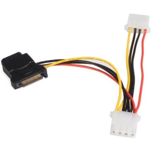 StarTech.com SATA to LP4 Power Cable Adapter with 2 Additional LP4 - Power adapter - 4 pin internal power (F) to SATA power (M) - 5.9 in - black - LP4SATAFM2L