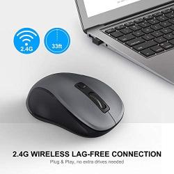 WisFox 2.4G Wireless Mouse for Laptop, Ergonomic Computer Mouse with USB Receiver and 3 Adjustable Levels, 6 Button Cordless Mouse Wireless Mice for Windows Mac PC Notebook (Grey)