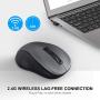 WisFox 2.4G Wireless Mouse for Laptop, Ergonomic Computer Mouse with USB Receiver and 3 Adjustable Levels, 6 Button Cordless Mouse Wireless Mice for Windows Mac PC Notebook (Grey)