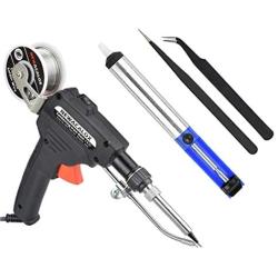 NEWACALOX Soldering Gun Automatic Hand-held Solder Iron Kit Welding Tool with Lead-free Wire, Desoldering Pump, Tweezers for Circuit Board, Home DIY, Electronic Repair