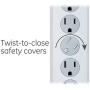 GE 6 Outlet Surge Protector, 10 Ft Extension Cord, Power Strip, 800 Joules, Flat Plug, Twist-to-Close Safety Covers, White, 14092 GE 6 Outlet Surge Protector, 10 Ft Extension Cord, Power Strip, 800 Joules, Flat Plug, Twist-to-Close Safety Covers, White, 14092