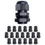 MGI SpeedWare Strain Relief NPT Nylon Cord Grip Cable Glands - 20 Pack (1/2'', Black)