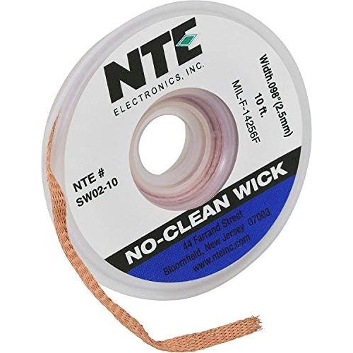 NTE Electronics SW02-10 No-Clean Solder Wick, 4 Blue.098'' Width, 10 Length