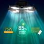LED Garage Lights 2 Pack, 75W,12000 lumens LED Garage Ceiling Light, CRI 80, 6000K Daylight with 4 Adjustable Panels, E26/E27, shop light for Garage, Barn, Workshop,Warehouse