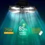 LED Garage Lights 75W,6000 lumens LED Garage Ceiling Light, CRI 80, 6000K Daylight with 4 Adjustable Panels, E26/E27, shop light for Garage, Barn, Workshop,Warehouse (Black(1 Pack))