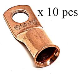 10 pcs WNI UL 1/0 Gauge x 3/8 Pure Copper Battery Welding Cable Lug Connector Ring Terminals