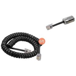 SINCODA 6 FT Uncoiled /1.2 FT Modular Coiled Telephone Phone Handset Curly Cable Cord + 360° Telephone Cord Detangler Extended Rotating Landline Cable Detangler Swivel Cord Untangler Telephone Accesso