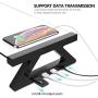 Mufti-Function USB 2.0 Monitor Stand Riser Tempered Glass Computer Screen Stand with Keyboard Storage Space, Fast Charging and External Power Supply (Transparent)