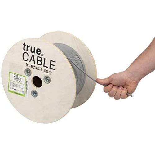 trueCABLE Cat6 Plenum (CMP), 500ft, Gray, 23AWG 4 Pair Solid Bare Copper, 550MHz, ETL Listed, Unshielded Twisted Pair (UTP), Bulk Ethernet Cable