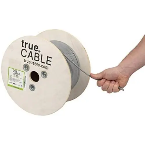 trueCABLE Cat6 Plenum (CMP), 500ft, Gray, 23AWG 4 Pair Solid Bare Copper, 550MHz, ETL Listed, Unshielded Twisted Pair (UTP), Bulk Ethernet Cable