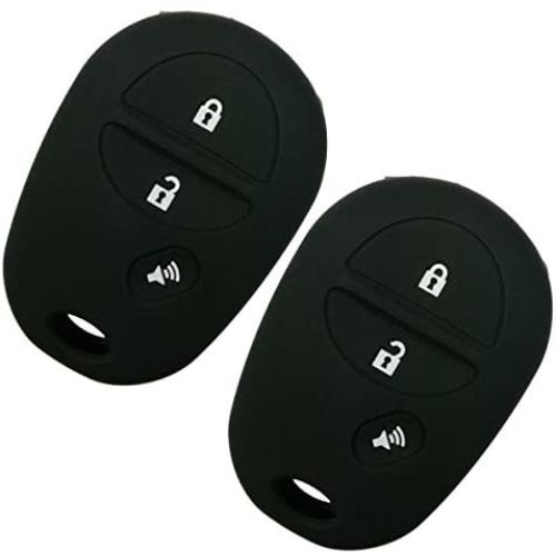 2Pcs Coolbestda Silicone 3buttons Smart Key Fob Remote Skin Cover Protector Keyless Entry Case for Toyota Tacoma Sienna Sequoia Highlander Tundra Black GQ43VT20T